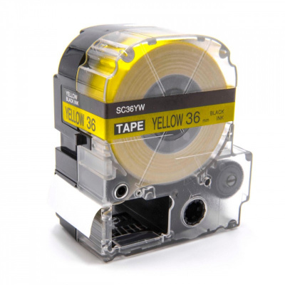 Epson LK-7YBP, SC36YW, C53S657005, 36mm x 9m, fekete nyomtatás / sárga alapon, kompatibilis szalag