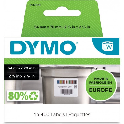 Dymo 2187329, 54mm x 70mm, 400db, fehér eltávolítható élelmiszer-ellenőrző címkék
