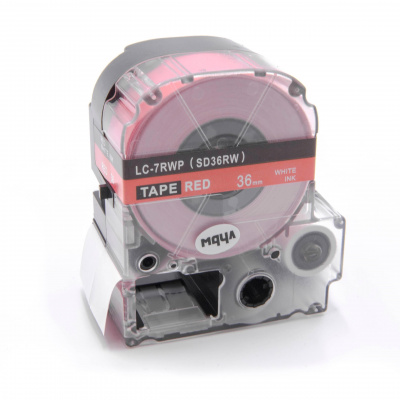 Epson LK-7RWP, SD36RW, 36mm x 9m, fehér nyomtatás / piros alapon, kompatibilis szalag