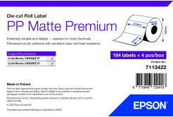 Epson 7113422 PP Matte, a ColorWorks esetében, 210x297mm, 184db, polipropilén, fehér öntapadó címkék