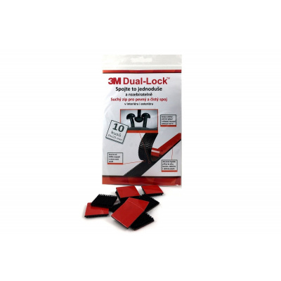 3M Dual-Lock, fekete, csomagolás = 10 négyzet 25 x 25 mm