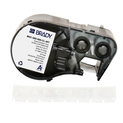 Brady M4C-1000-595-CL-WT / 170842, 25.40 mm x 6.10 m, vinil, fehér nyomtatás / átlátszó alapon