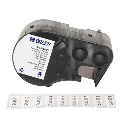 Brady M5-195-481 / 170885, 25.40 mm, Polyester, fekete nyomtatás / fehér alapon