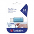 Verbatim 49961 Store N Go PinStripe, USB-meghajtó, USB A 2.0, 64GB, kihúzható csatlakozóval, kék