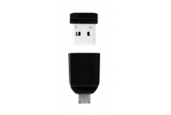 VERBATIM Flash Disk 16GB Store 'n' Stay NANO + micro USB OTG adapter, USB 2.0, fekete