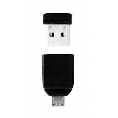 VERBATIM Flash Disk 16GB Store 'n' Stay NANO + micro USB OTG adapter, USB 2.0, fekete
