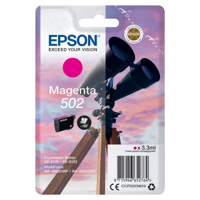 Epson 502 C13T02V34010 bíborvörös (magenta) eredeti tintapatron