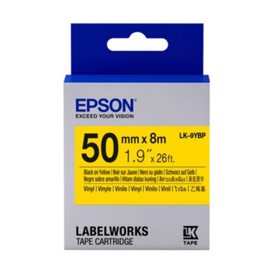 Epson LabelWorks LK-9YBVN C53S659004 50mm x 7m, fekete nyomtatás / sárga alapon, vinil, eredeti szalag