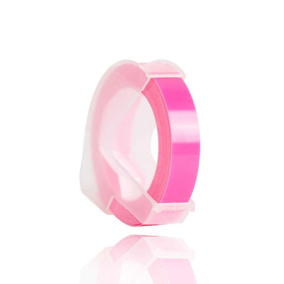 Dymo Omega, 9mm x 3m, fehér nyomtatás / fluoreszkáló rózsaszínű alapon, utángyártott szalag