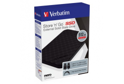 Verbatim 53250 Store N Go, Külső SSD meghajtó, 512GB, 2.5", USB-A/Micro-B, csatlakozó USB-A és USB-C között, fekete