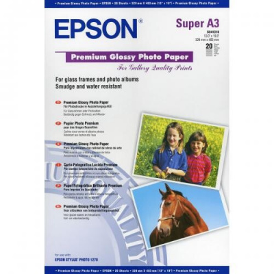 Epson Premium Glossy Photo Paper C13S041316, 255 g/m2, A3+, 20db, fényes, fehér, fotópapír
