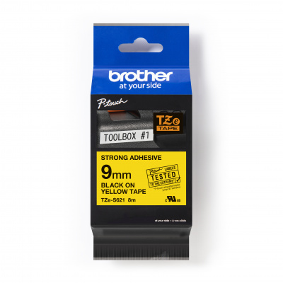 Brother TZ-S621 / TZe-S621 Pro Tape, 9mm x 8m, fekete nyomtatás/sárga alapon, eredeti szalag
