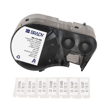 Brady M5-112-490 / 170889, 31.75 mm, Polyester, fekete nyomtatás / fehér alapon