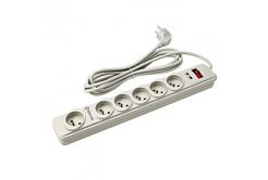 Prodlužovací přepěťová ochrana, 3m, 6 zásuvek, bílá, LED indikace, Powerton