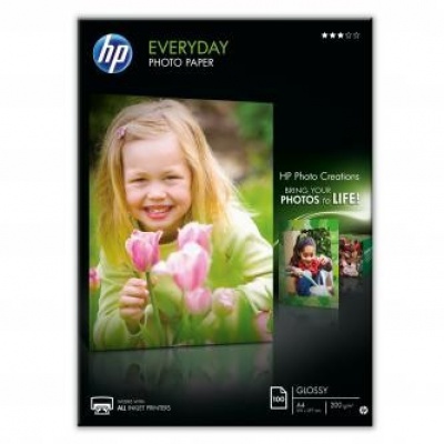 HP Q2510A Everyday Glossy Photo Paper, fotópapírok, fényes, fehér, A4, 200 g/m2, 100 db, Q2510A, inkoust