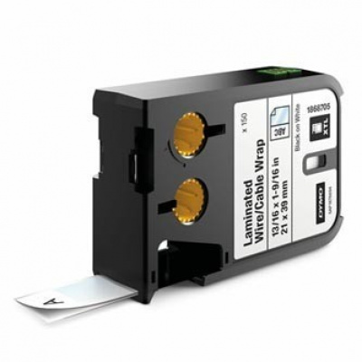 Dymo XTL 1868705, 21mm x 39mm, 150 db, fekete nyomtatás/fehér alapon, laminált eredeti címkék