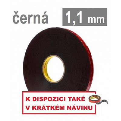 3M VHB™ 5952-F, vastagság 1,1 mm; fekete, kétoldalas, erősen tapadó akril ragasztószalag 19 mm x 33 m
