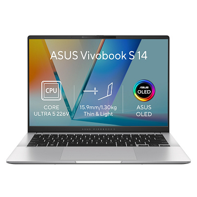 ASUS Vivobook S14/S5406SAL-OLED312WZ/U5-226V/14"/WUXGA/16GB/512GB/Intel int/W11H/Ezüst/2R