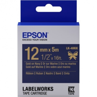 Epson LabelWorks LK-4HKK C53S654002 12mm x 5m, arany nyomtatás / kék alapon, textilszalag, eredeti szalag