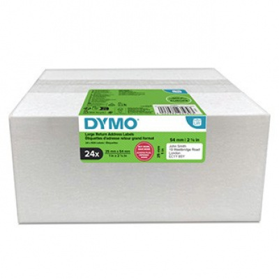 Dymo 2223589, 54mm x 25mm, a visszaküldési címhez, fehér, eredeti papírcímkék, 24 x 500 db