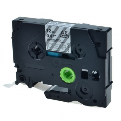 Brother TZ-S135 / TZe-S135, 12mm x 8m, extr.adh. fehér nyomtatás / átlátszó alapon, kompatibilis szalag 