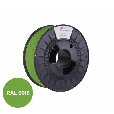 C-Tech 3DF-P-PLA1.75-6018 3D filament, PREMIUM LINE, PLA, RAL6018, 1,75mm, 1000g, Zöld - Sárga (Green)