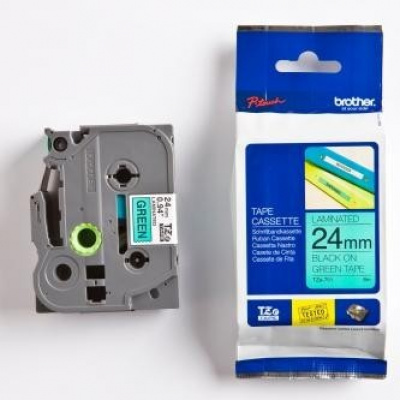 Brother TZ-751 / TZe-751, 24mm x 8m, fekete nyomtatás / zöld alapon, eredeti szalag
