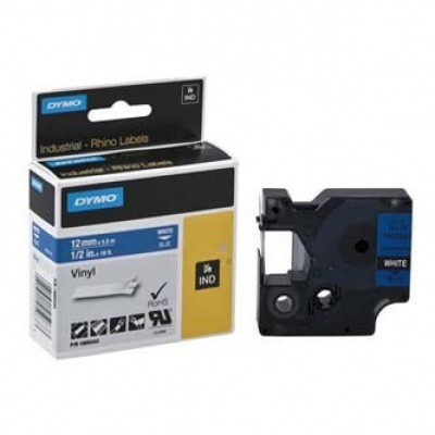 Dymo Rhino 1805243, 12mm x 5,5m, fehér nyomtatás / kék alapon, eredeti szalag