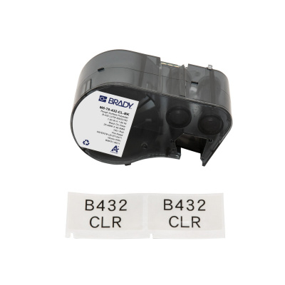 Brady M5-78-432-CL-BK / 170874, 25.40 mm, Polyester, fekete nyomtatás / átlátszó alapon
