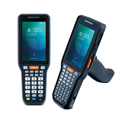 Datalogic 946450002 Skorpio X45 kézi terminál, 4" kijelző, Android, 6 GB RAM/128 GB, 2D Standard Range, 29 gombos numerikus, 5G, GPS, Wi‑Fi 6E, Bluetooth, NFC, pisztolymarkolat, IP65/IP67, MIL‑STD 810H.