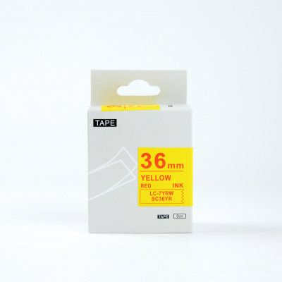 Epson LK-7YRN, SC36YR, 36mm x 9m, piros nyomtatás / sárga alapon, kompatibilis szalag