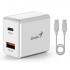Genius 20 W-os hálózati adapter, 2 port, USB-C, USB-A, PD-20ACP