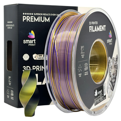 Smart Print FG-S108-E1, 3D filament, PLA Silk, 1,75mm, 1000g, Tri Color, Többszínű (Black, Gold, Purple)