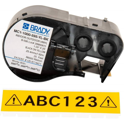 Brady M4C-500-584-YL / 170810, 12.70 mm x 6.10 m, műanyag, fekete nyomtatás / sárga alapon