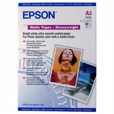 Epson Matte Paper Heavyweight S041261 C13S041261, 167 g/m2, A3, matt, erős, fehér, fotópapír