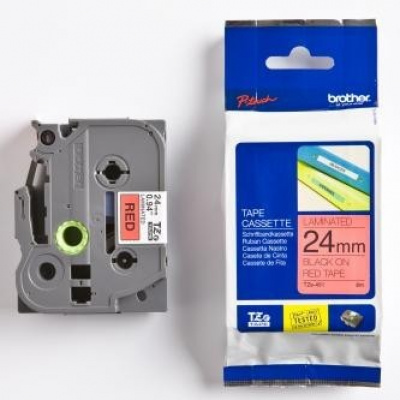 Brother TZ-451 / TZe-451, 24mm x 8m, fekete nyomtatás / piros alapon, eredeti szalag