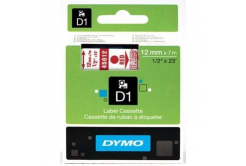 Dymo D1 45012, S0720520, 12mm x 7m, piros nyomtatás / átlátszó alapon, eredeti szalag
