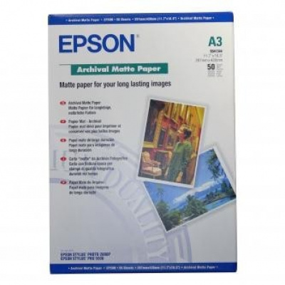 Epson Archival Matte Paper S041344 C13S041344, 29,7x42cm, A3, 50db, tintasugaras, fehér, fotópapír
