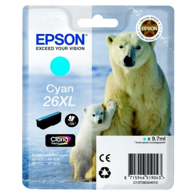 Epson T26324012, T263240, 26XL cián (cyan) eredeti tintapatron