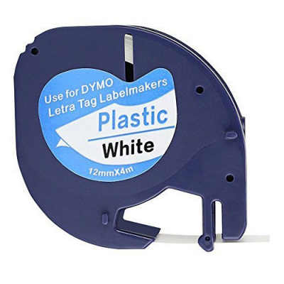 Dymo 59422, S0721560 / 91221, S0721660, 12mm x 4m, fekete nyomtatás / fehér alapon, kompatibilis szalag 