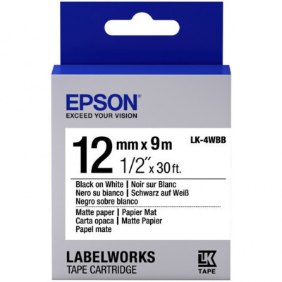 Epson LabelWorks LK-4WBB C53S654023 12mm x 9m, fekete nyomtatás / fehér alapon, matt, eredeti szalag