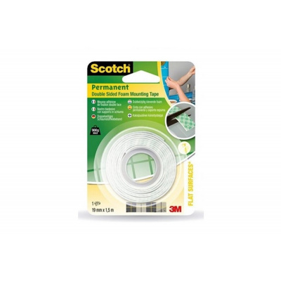 3M Scotch Szerelés kétoldalas ragasztóhabszalaggal (331915B), 19 mm x 1,5 m