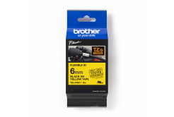 Brother TZ-FX611 / TZe-FX611, 6mm x 8m, fekete nyomtatás / sárga alapon, eredeti szalag