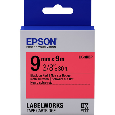 Epson LabelWorks LK-3RBP C53S653001 9mm x 9m, fekete nyomtatás / pasztell piros alapon, eredeti szalag