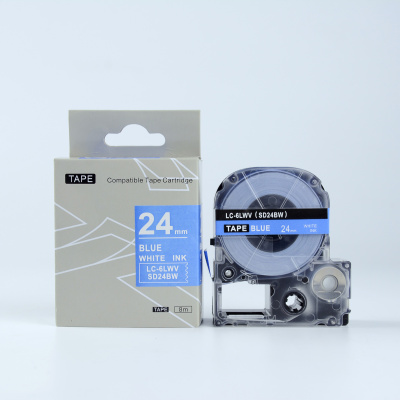 Epson LK-6LWV, SD24BW, 24mm x 9m, fehér nyomtatás / kék alapon, kompatibilis szalag
