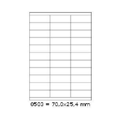 Öntapadó címkék 70 x 25,4 mm, 33 címek, A4, 100 ív