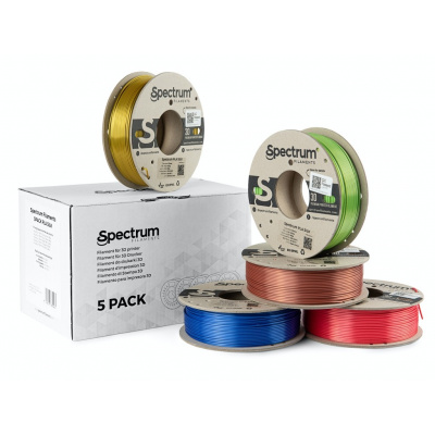 Spectrum 80750 3D filament, PLA Silk, 1,75mm, 5x250g, Arany, Bronz, Zöld, Piros, Kék (Mix Glorious Gold, Spicy copper, Apple green, Ruby red, Indigo Blue)