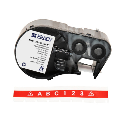 Brady M4C-375-595-RD-WT / 170845, 9.53 mm x 7.62 m, vinil, fehér nyomtatás / piros alapon
