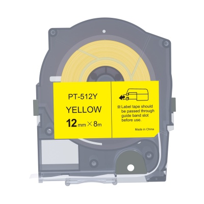 Max LM-512Y, 12mm x 8m, sárga utángyártott szalag