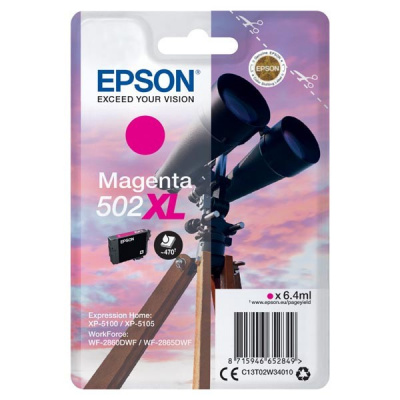 Epson 502XL T02W340 bíborvörös (magenta) eredeti tintapatron